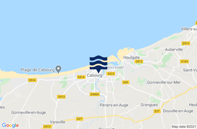 Carte des horaires des marées pour Cabourg, France