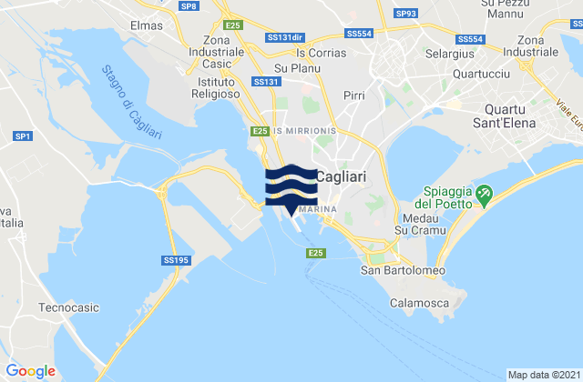 Carte des horaires des marées pour Cagliari Port, Italy