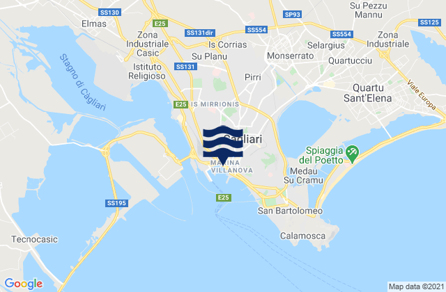 Carte des horaires des marées pour Cagliari, Italy