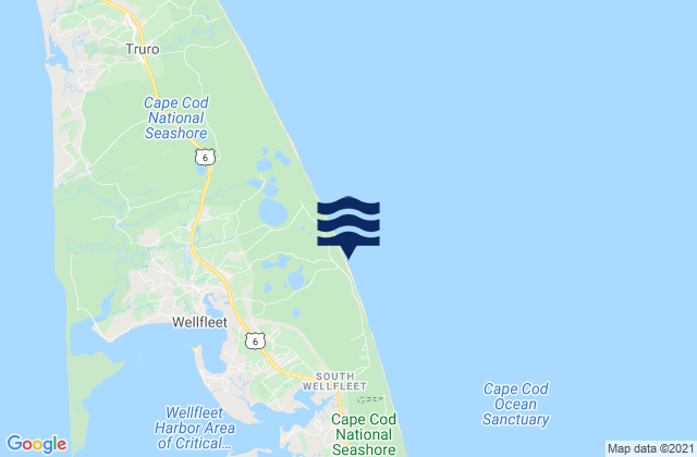 Carte des horaires des marées pour Cahoon Hollow Beach Cape Cod National Seashore Wellfleet, United States