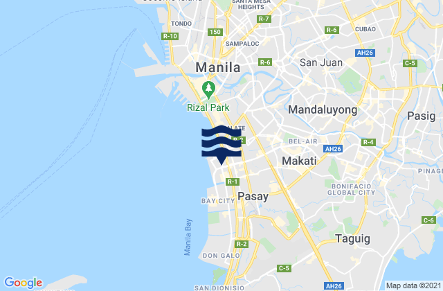 Carte des horaires des marées pour Cainta, Philippines