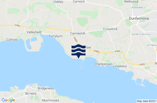 Carte des horaires des marées pour Cairneyhill, United Kingdom