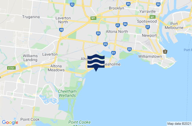Carte des horaires des marées pour Cairnlea, Australia