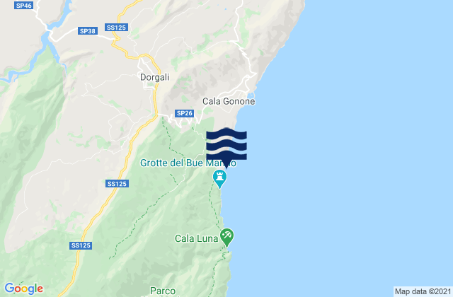 Carte des horaires des marées pour Cala Fuili, Italy