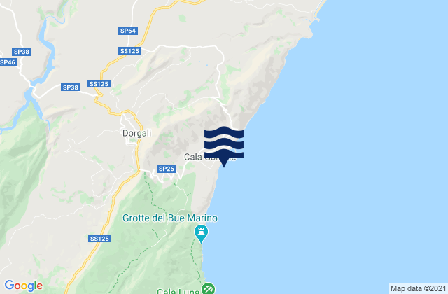 Carte des horaires des marées pour Cala Gonone, Italy