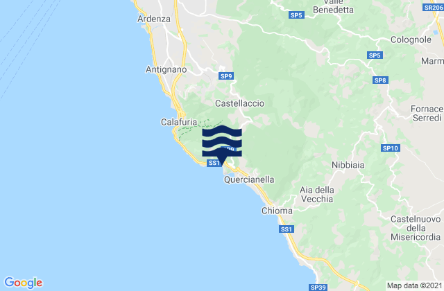Carte des horaires des marées pour Cala del Leone, Italy