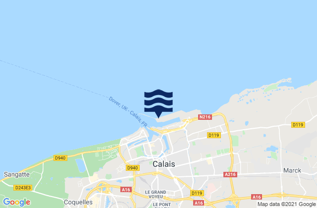 Carte des horaires des marées pour Calais, France