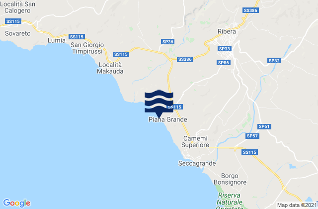 Carte des horaires des marées pour Calamonaci, Italy