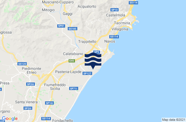 Carte des horaires des marées pour Calatabiano, Italy