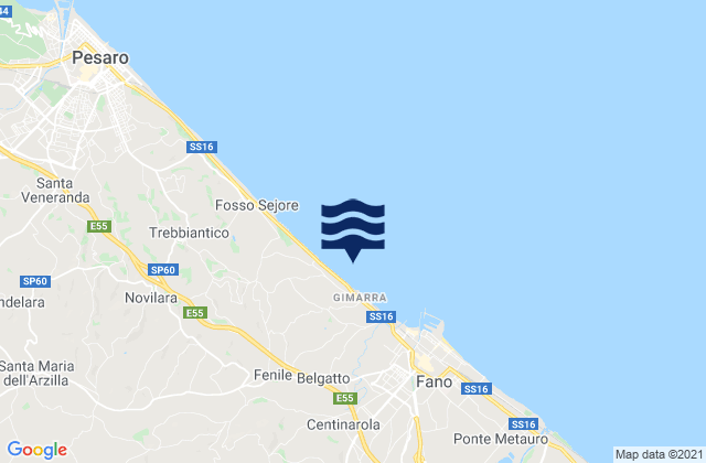 Carte des horaires des marées pour Calcinelli, Italy