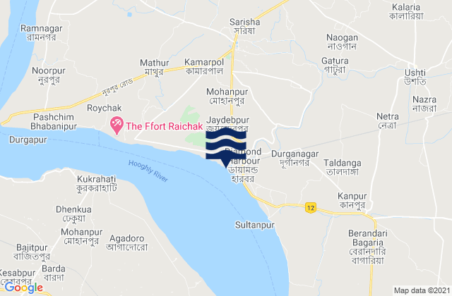 Carte des horaires des marées pour Calcutta (Garden Reach) Hooghly River, India