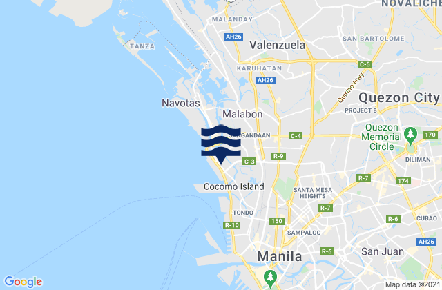 Carte des horaires des marées pour Caloocan City, Philippines