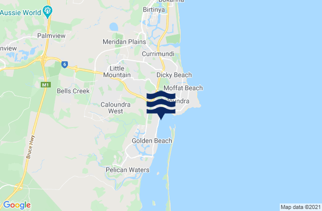 Carte des horaires des marées pour Caloundra West, Australia