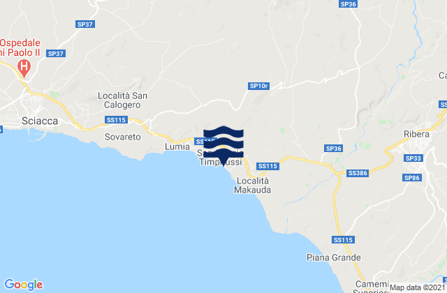 Carte des horaires des marées pour Caltabellotta, Italy