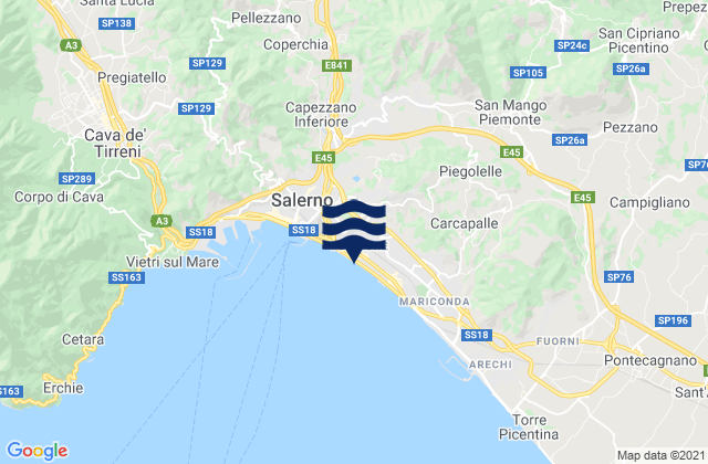 Carte des horaires des marées pour Calvanico, Italy
