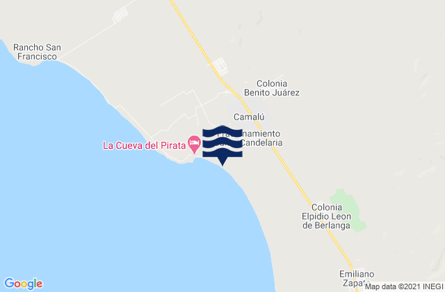 Carte des horaires des marées pour Camalú, Mexico