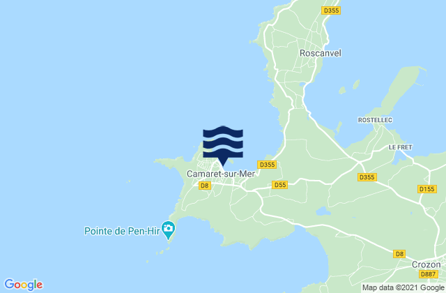 Carte des horaires des marées pour Camaret-sur-Mer, France
