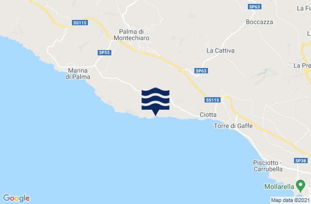 Carte des horaires des marées pour Camastra, Italy