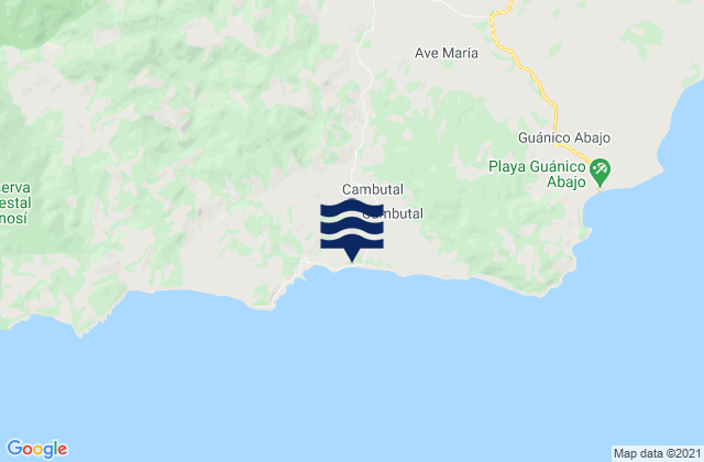 Carte des horaires des marées pour Cambutal, Panama