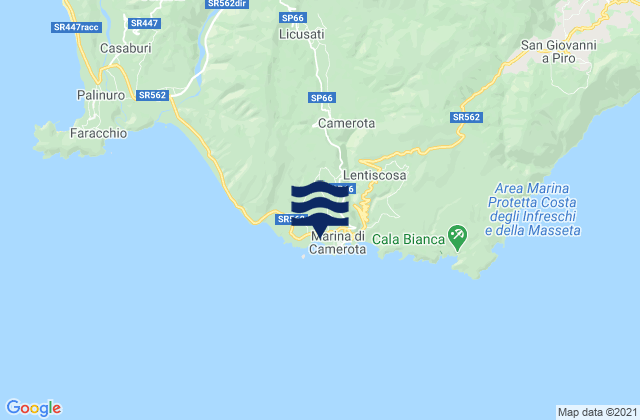 Carte des horaires des marées pour Camerota, Italy