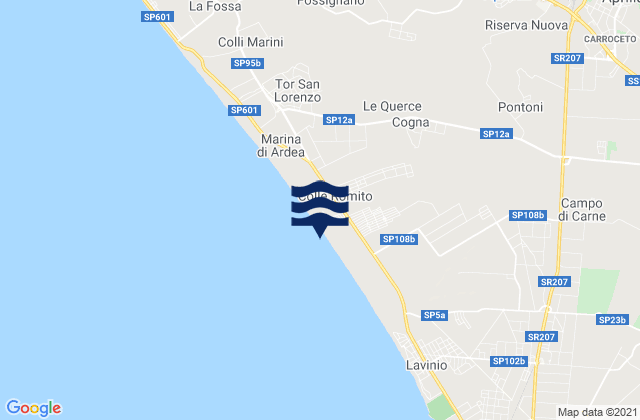 Carte des horaires des marées pour Camilleri-Vallelata, Italy