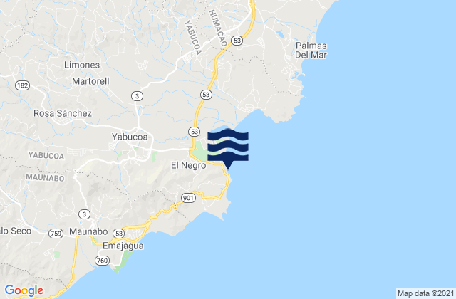 Carte des horaires des marées pour Camino Nuevo Barrio, Puerto Rico