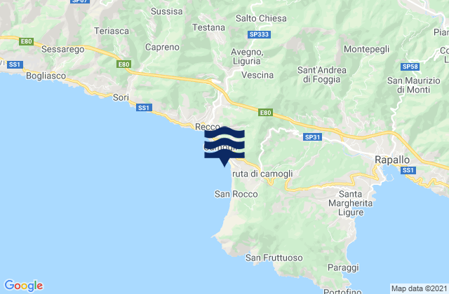 Carte des horaires des marées pour Camogli, Italy