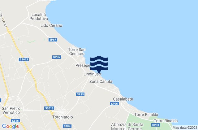 Carte des horaires des marées pour Campi Salentina, Italy