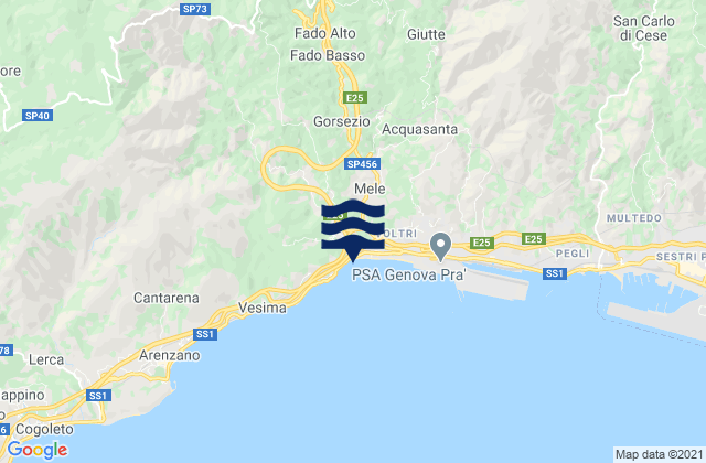 Carte des horaires des marées pour Campo Ligure, Italy