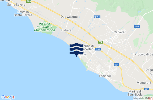 Carte des horaires des marées pour Campo di Mare, Italy