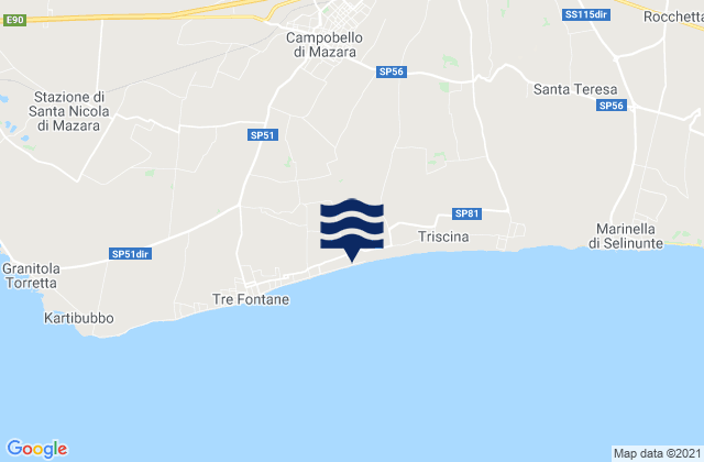 Carte des horaires des marées pour Campobello di Mazara, Italy