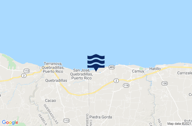 Carte des horaires des marées pour Camuy Arriba Barrio, Puerto Rico