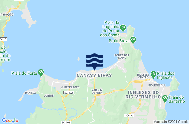 Carte des horaires des marées pour Canasvieiras, Brazil