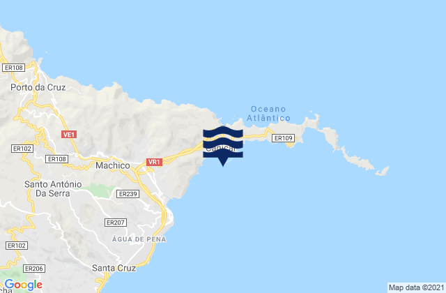 Carte des horaires des marées pour Caniçal, Portugal