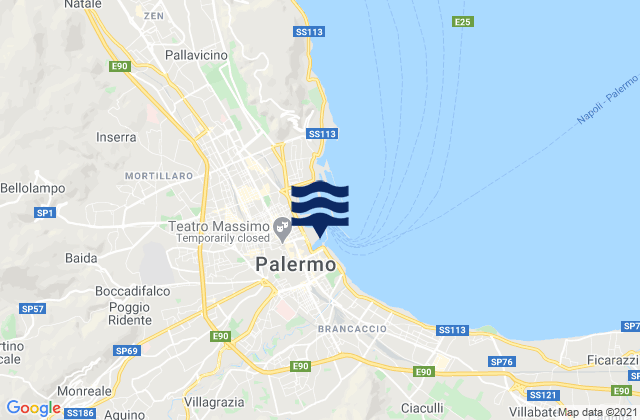 Carte des horaires des marées pour Cannizzaro-Favara, Italy