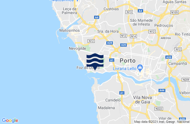 Carte des horaires des marées pour Cantareira Rio Douro, Portugal