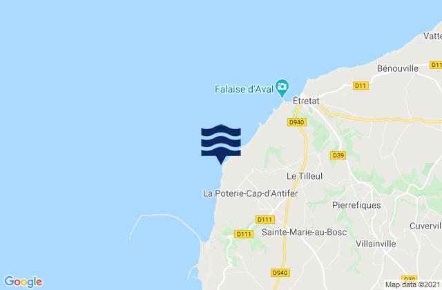 Carte des horaires des marées pour Cap d'Antifer, France
