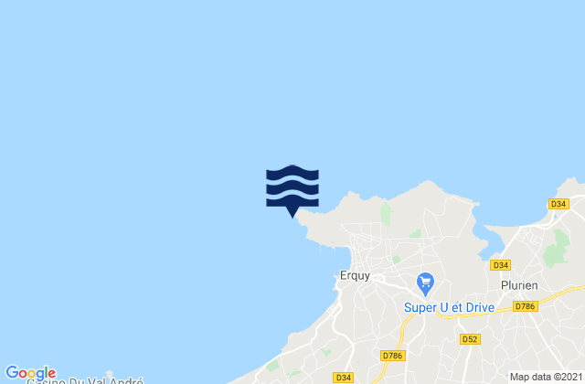 Carte des horaires des marées pour Cap d'Erquy, France