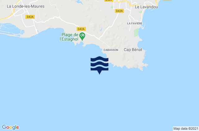 Carte des horaires des marées pour Cap de Brégançon, France