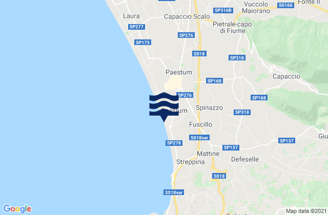 Carte des horaires des marées pour Capaccio, Italy