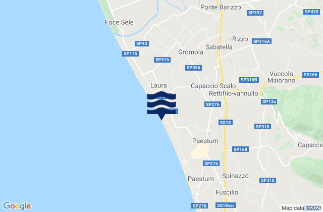 Carte des horaires des marées pour Capaccio Scalo, Italy