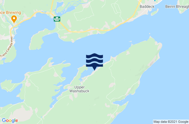 Carte des horaires des marées pour Cape Breton Island, Canada