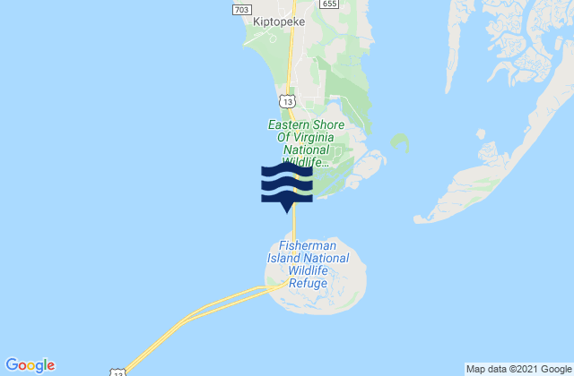 Carte des horaires des marées pour Cape Charles off Wise Point, United States