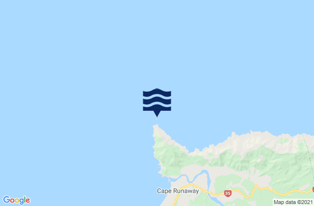 Carte des horaires des marées pour Cape Runaway, New Zealand
