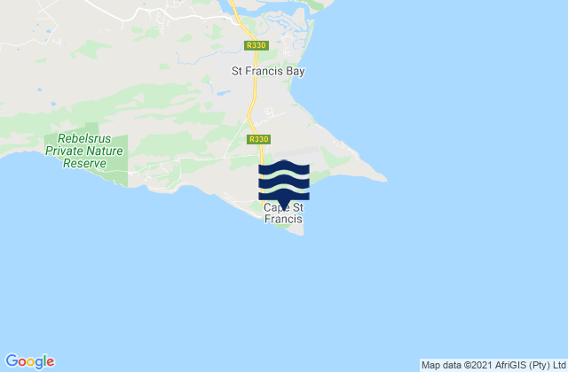 Carte des horaires des marées pour Cape St Francis, South Africa