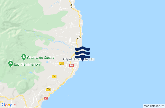 Carte des horaires des marées pour Capesterre-Belle-Eau, Guadeloupe