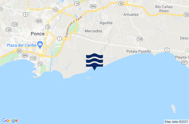 Carte des horaires des marées pour Capitanejo Barrio, Puerto Rico