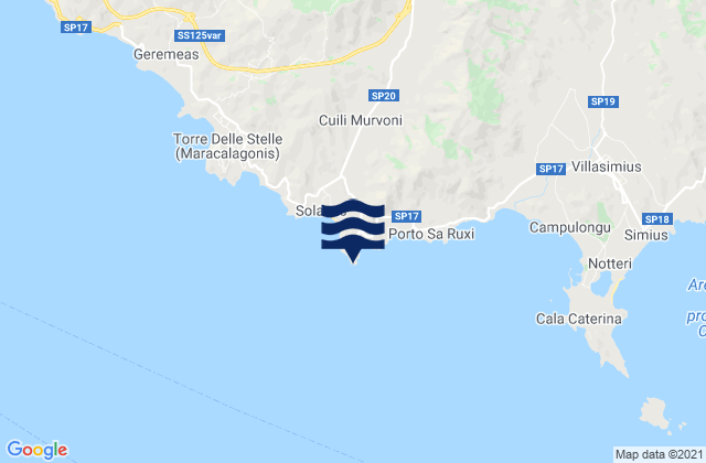Carte des horaires des marées pour Capo Boi, Italy