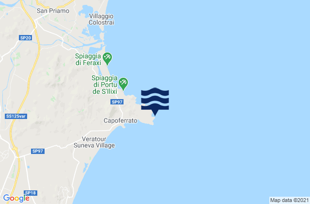 Carte des horaires des marées pour Capo Ferrato, Italy