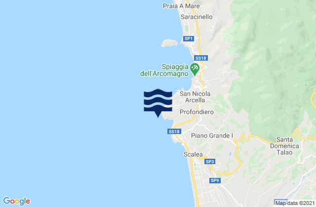 Carte des horaires des marées pour Capo Scalea, Italy